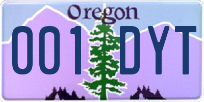 OR license plate 001DYT