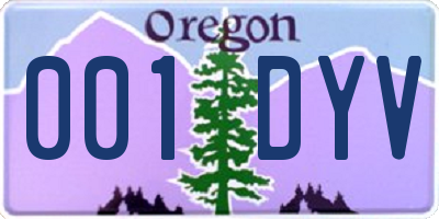 OR license plate 001DYV