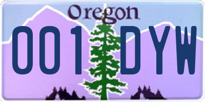 OR license plate 001DYW