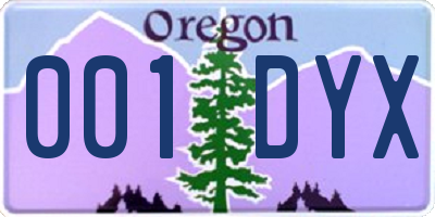 OR license plate 001DYX