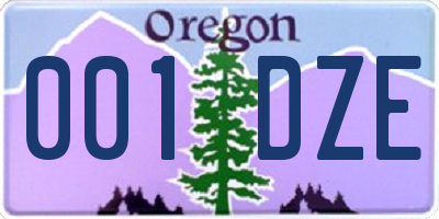 OR license plate 001DZE