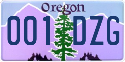 OR license plate 001DZG