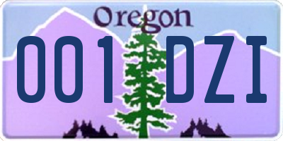 OR license plate 001DZI