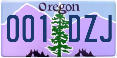 OR license plate 001DZJ