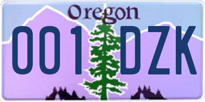 OR license plate 001DZK