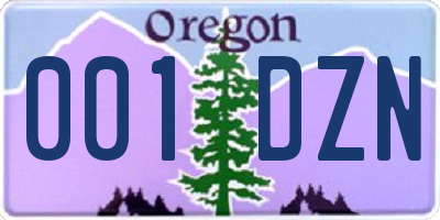 OR license plate 001DZN