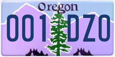 OR license plate 001DZO