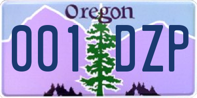 OR license plate 001DZP