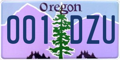 OR license plate 001DZU