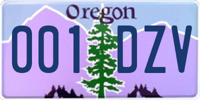 OR license plate 001DZV