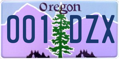 OR license plate 001DZX