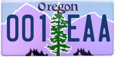 OR license plate 001EAA