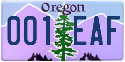 OR license plate 001EAF