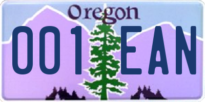 OR license plate 001EAN