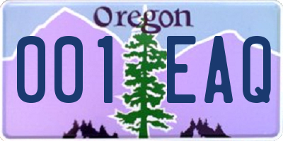 OR license plate 001EAQ