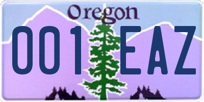 OR license plate 001EAZ