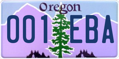 OR license plate 001EBA