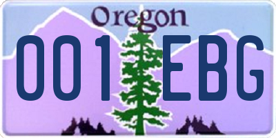 OR license plate 001EBG