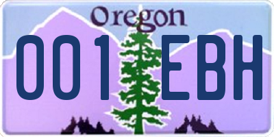 OR license plate 001EBH