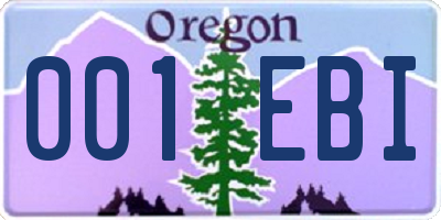 OR license plate 001EBI