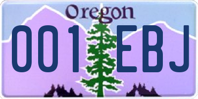 OR license plate 001EBJ