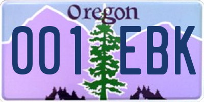 OR license plate 001EBK