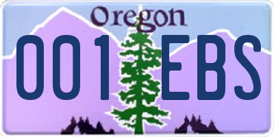 OR license plate 001EBS