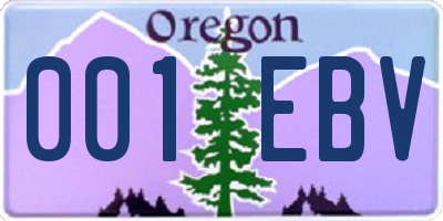 OR license plate 001EBV