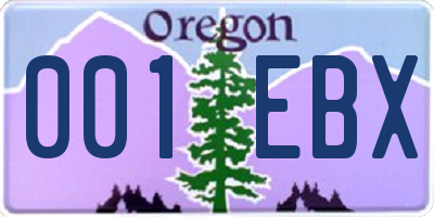 OR license plate 001EBX