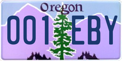 OR license plate 001EBY