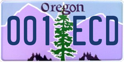 OR license plate 001ECD