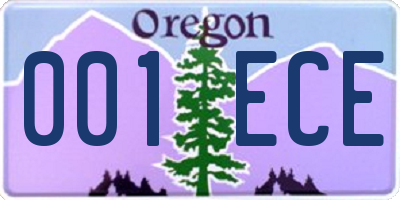 OR license plate 001ECE