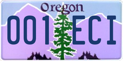 OR license plate 001ECI