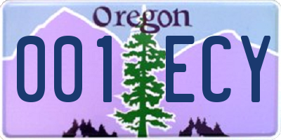 OR license plate 001ECY