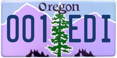 OR license plate 001EDI