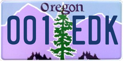 OR license plate 001EDK