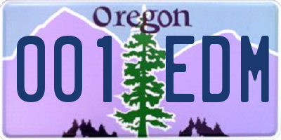 OR license plate 001EDM