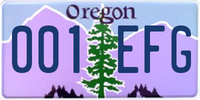 OR license plate 001EFG