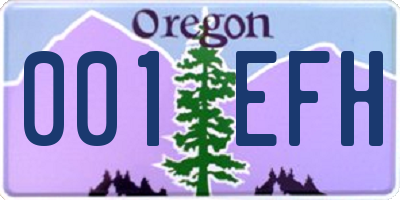 OR license plate 001EFH