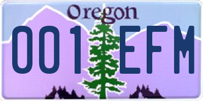 OR license plate 001EFM