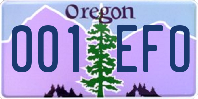 OR license plate 001EFO