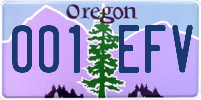 OR license plate 001EFV