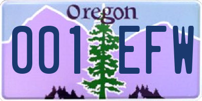 OR license plate 001EFW