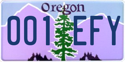 OR license plate 001EFY