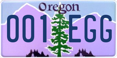 OR license plate 001EGG