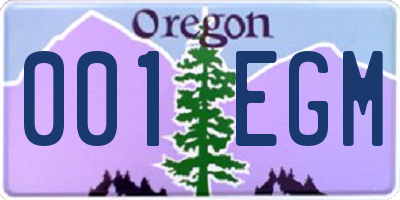 OR license plate 001EGM