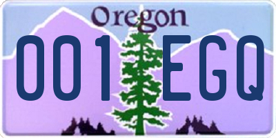 OR license plate 001EGQ