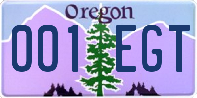 OR license plate 001EGT