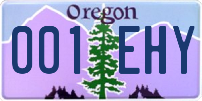 OR license plate 001EHY