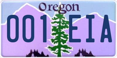 OR license plate 001EIA